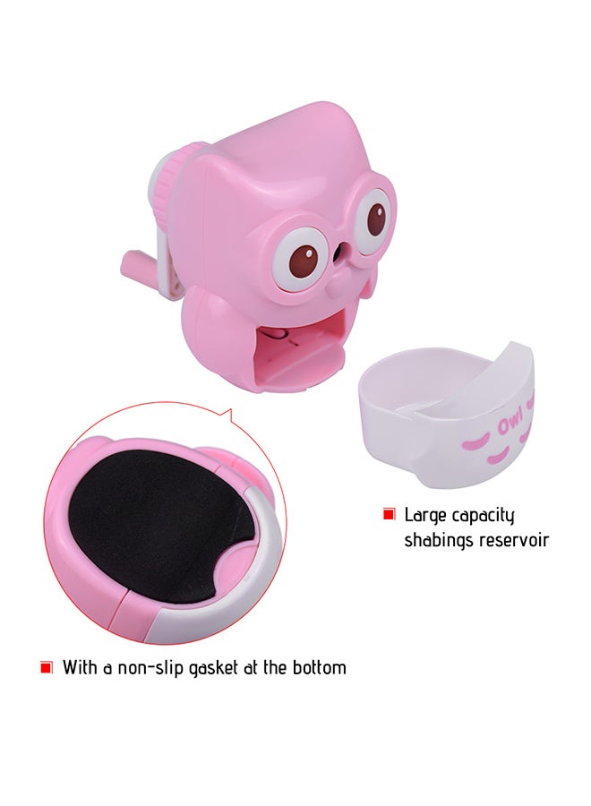 Owl Shape Handheld Manual Pencil Sharpener Pink - Image 4