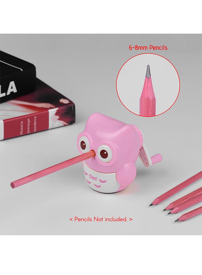 Owl Shape Handheld Manual Pencil Sharpener Pink - Image 5