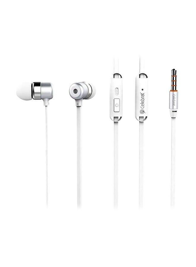 Celebrat In-Ear Wired Earphones White/Silver - Image 1