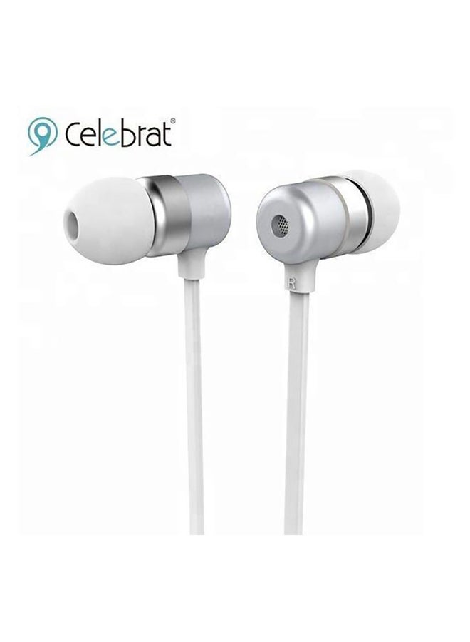 Celebrat In-Ear Wired Earphones White/Silver - Image 2