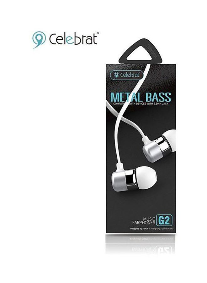 Celebrat In-Ear Wired Earphones White/Silver - Image 3
