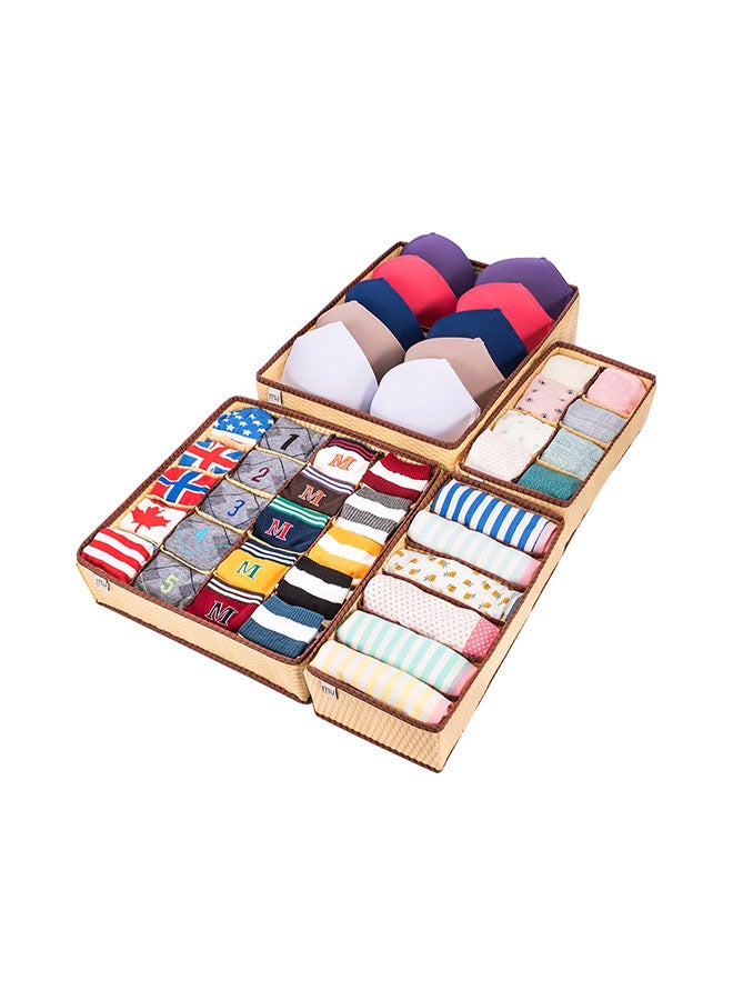 4-Piece Closet Underwear Drawer Organizers Set Beige 15inch