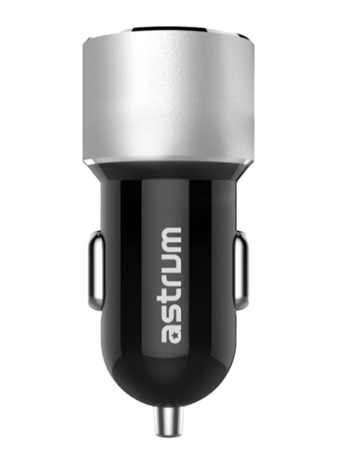 أستروم شاحن سيارة CC210 بمنفذ USB مزدوج أسود/فضي - Image 1