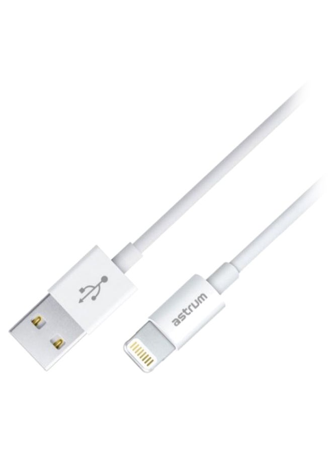 أستروم - كابل شحن ومزامنة بيانات متحول من 8 دبابيس إلى USB أبيض لماعي - Image 1