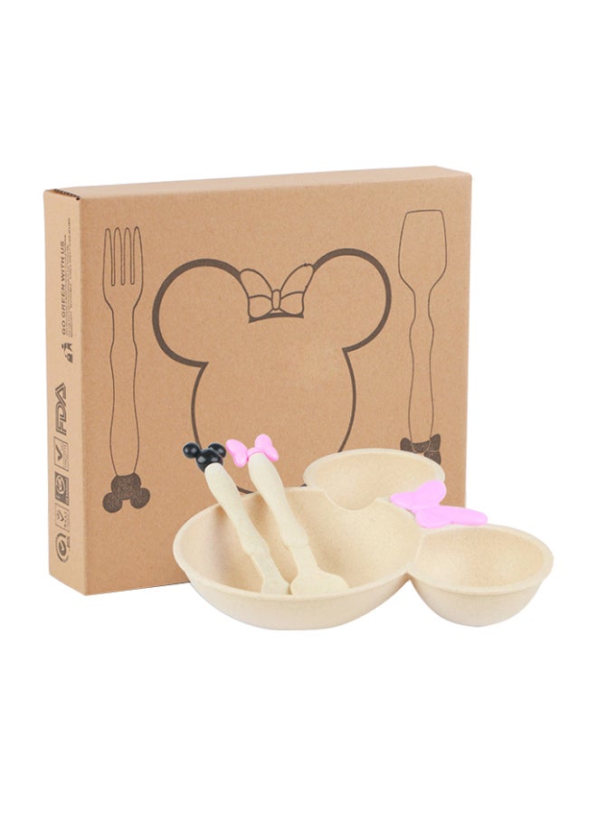 3-Piece Minnie Bow Wheat Straw Dinnerware Set Beige 20 x 22.5 x 4.5cm