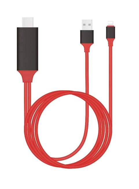OTN-7575S Lightning to HDMI Cable HDTV Adapter for Apple iphone 7/7 Plus Red/Black