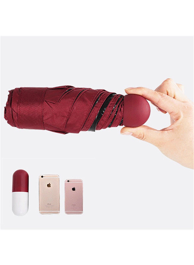 Foldable UV-Protection Capsule Umbrella Red - Image 5