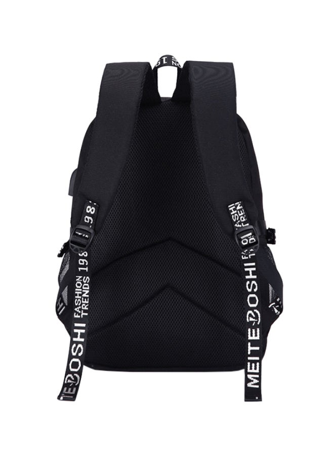 DJ Marshmello Printed School Backpack With USB Charging Port Black/White - Image 2