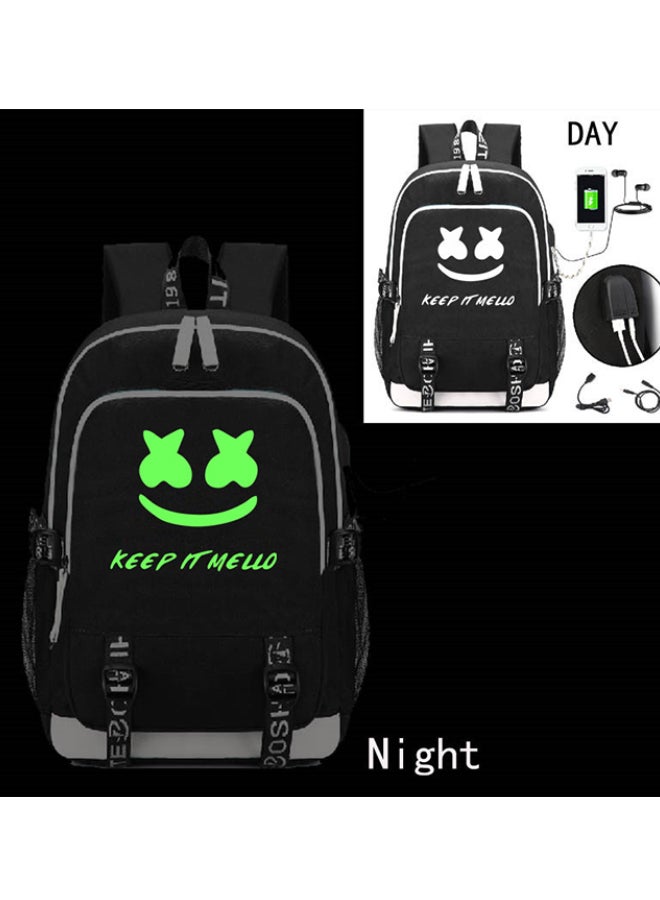 DJ Marshmello Printed School Backpack With USB Charging Port Black/White - Image 3