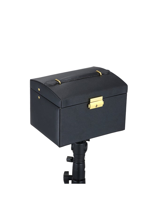 Generic - 3 Layer Pu Leather Double Drawers Storage Case Black - Image 1