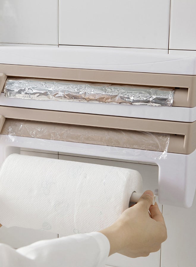 Sharpdo Cling Film Cutting Storage Rack Beige/White 39 x 10 x 24cm - Image 2