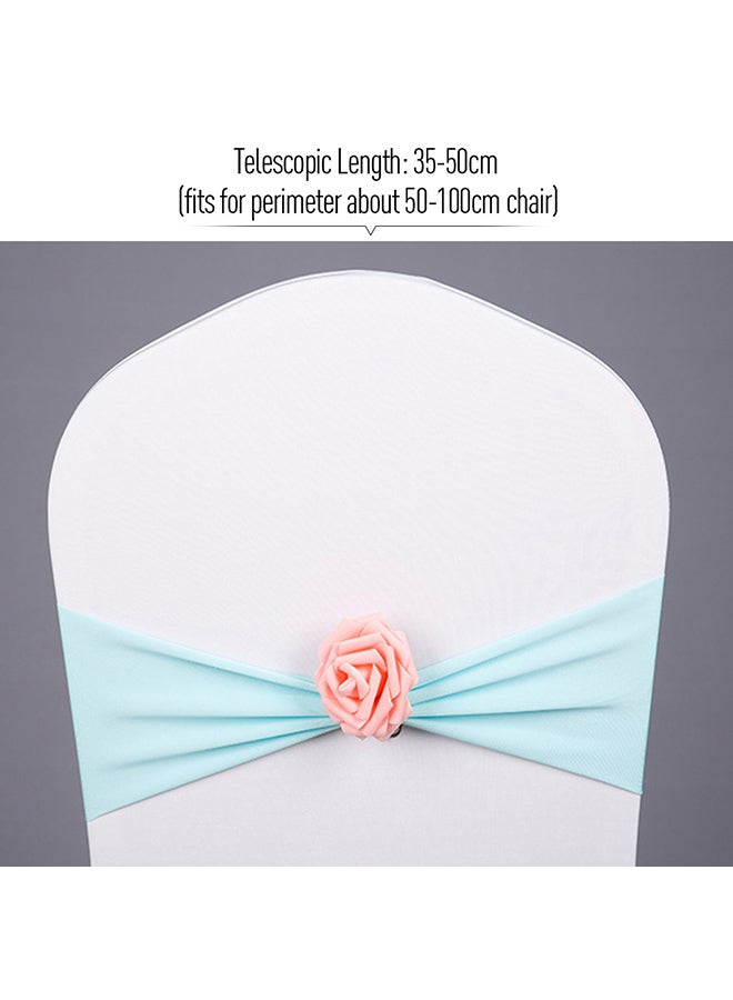 Sash Bow Elastic Flower Chair Ribbon Cover Blue/Pink  - Image 2