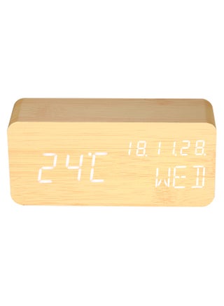 Sound Control Digital LED Alarm Clock Natural Wood 1cm - v1565694078/N29035559A_1