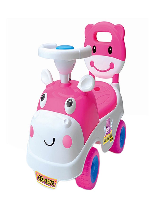 عربة قابلة للركوب بتصميم بقرة كرتونية ومزودة بمسند للظهر 50 x 24 x 42سم