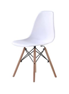 LW Plastic Office Chair With Wooden Legs White/Brown 49x49x70cm  - Image 1