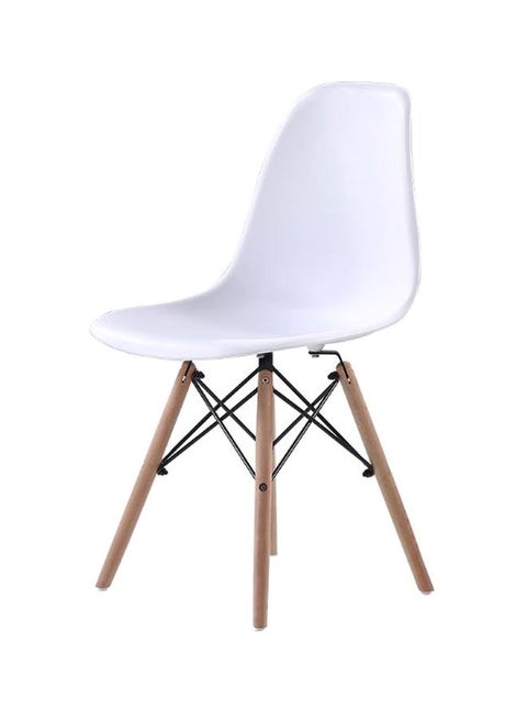 Plastic Office Chair With Wooden Legs White/Brown 49x49x70cm