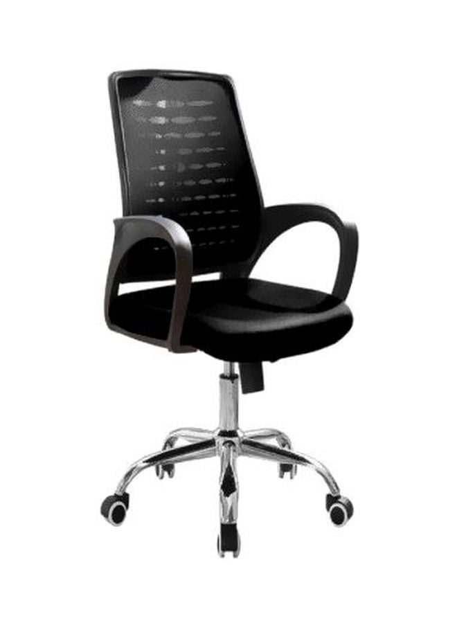 LW Mesh Swivel Office Chair with Chrome Steel Leg Black/Grey 49x49x70cm  - Image 1