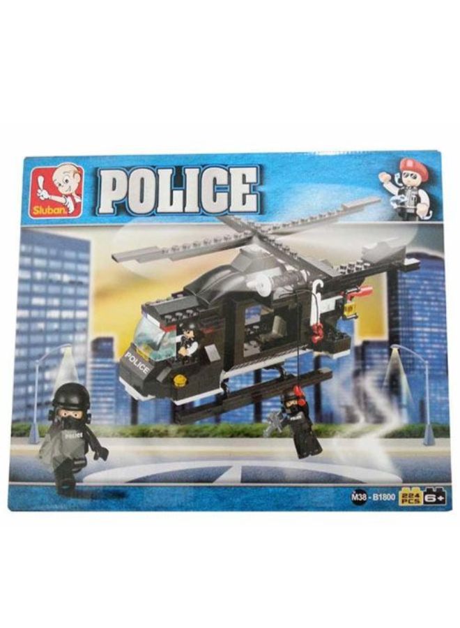 Sluban 6938242938086 219-Piece Police Helicopter Building Blocks Set 219 6+ Years - Image 2