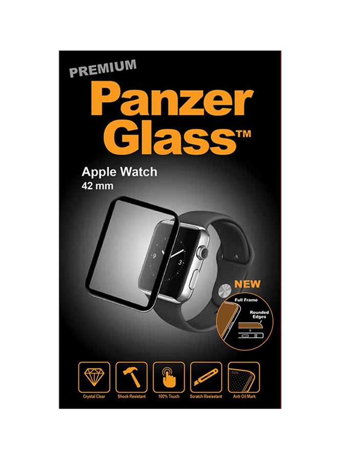 بانزرجلاس لاصقة حماية الشاشة من الزجاج المقوى لساعات أبل سلسلة 1/2/3 مقاس 42 مم أسود/شفاف - Image 2