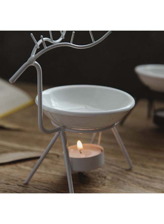 ILI Deer Ceramic Plate Incense Essential Oil Burner White 16x6.5x11cm - Image 2