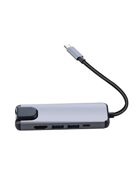 5-In-1 Type C USB Hub For MacBook Pro/Thunderbolt 3 Grey