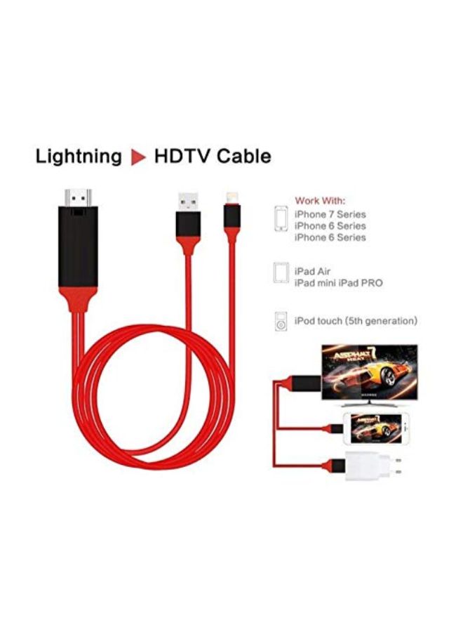 Generic - Lightning To HDMI Adapter Cable Red/Black - Image 1