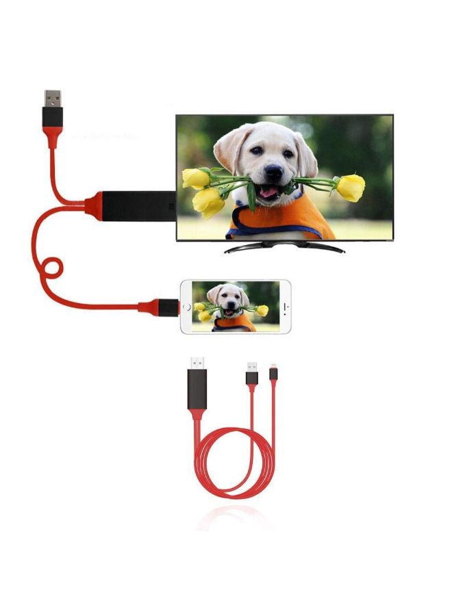 Generic - Lightning To HDMI Adapter Cable Red/Black - Image 1
