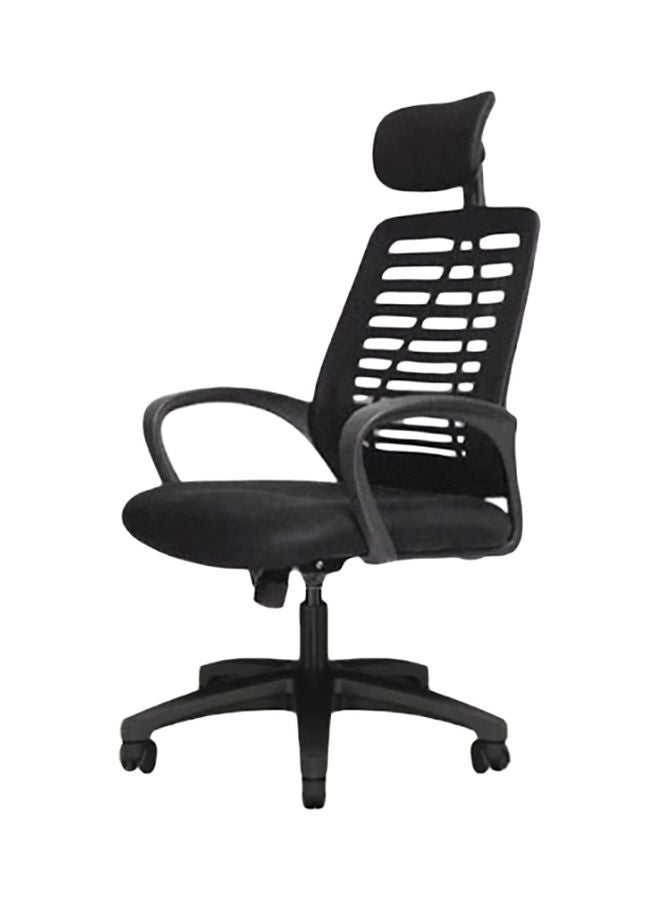 Swivel Mesh Comfort Office Chair, Ergonomic Height Adjustable Desk Chair with Lumbar Support Backrest&Headrest and Armrests Black 49x49x70cm - v1565705092/N28921006A_1