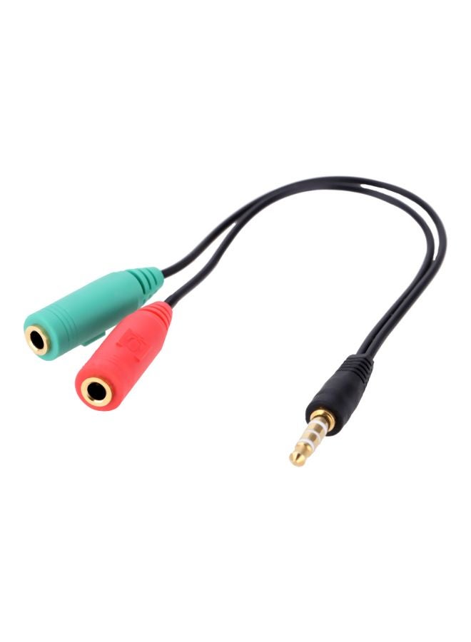 Generic - Portable 4 Segment 3.5 mm Male To Dual 3 Segment Female Audio Cable Black/Blue/Red - Image 1