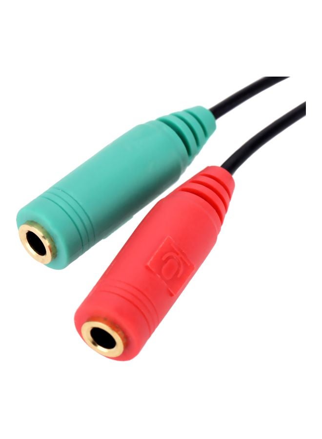 Generic - Portable 4 Segment 3.5 mm Male To Dual 3 Segment Female Audio Cable Black/Blue/Red - Image 1