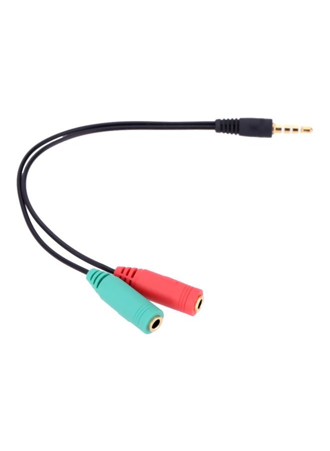 Generic - Portable 4 Segment 3.5 mm Male To Dual 3 Segment Female Audio Cable Black/Blue/Red - Image 1