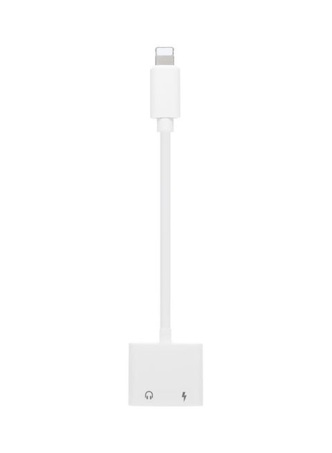 2 In 1 3.5 mm Headphone Jack And Lightning Charging Adapter For Apple iPhone X 8/8Plus/7/7Plus/6/6S Plus White