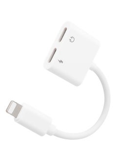2 In 1 Audio And Charging Cable Adapter For Apple iPhone X/8/8Plus/7/7Plus White