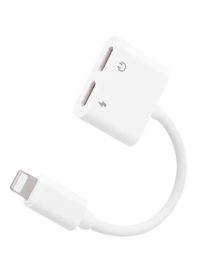 Generic - 2 In 1 Audio And Charging Cable Adapter For Apple iPhone X/8/8Plus/7/7Plus White - Image 1