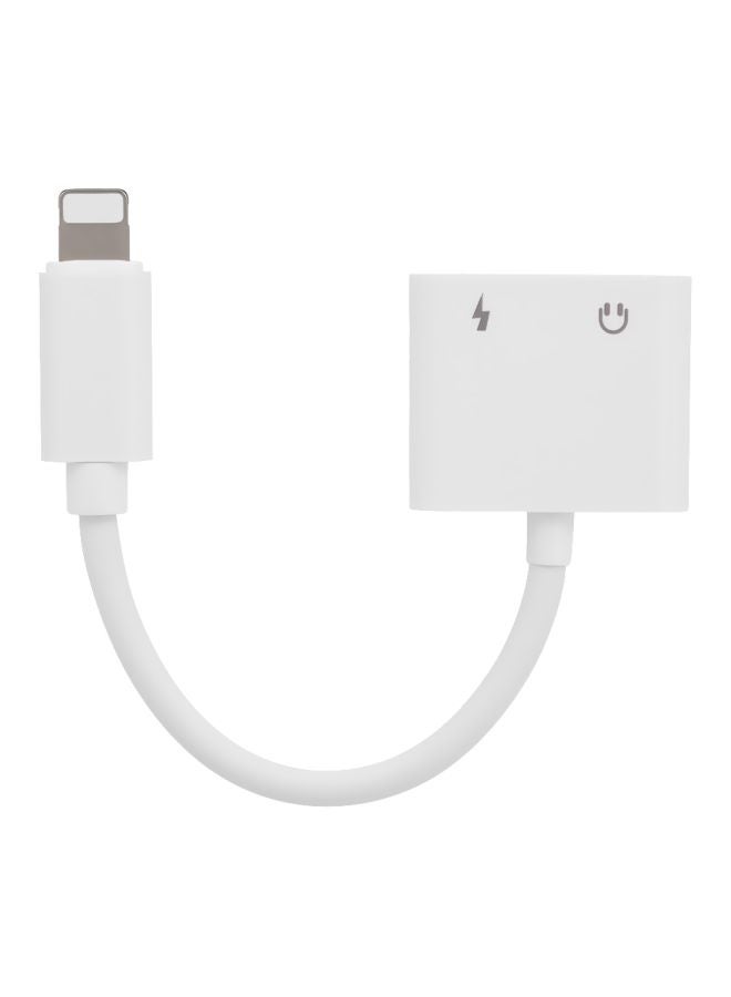 Generic - 2 In 1 Audio And Charging Cable Adapter For Apple iPhone X/8/8Plus/7/7Plus White - Image 1