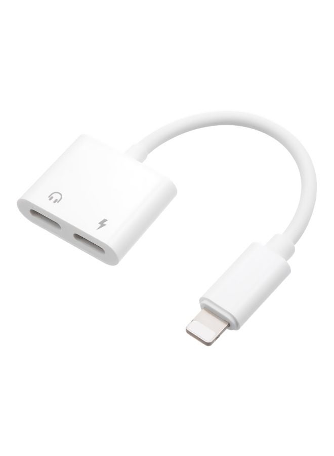 Generic - 2 In 1 Audio And Charging Cable Adapter For Apple iPhone X/8/8Plus/7/7Plus White - Image 1