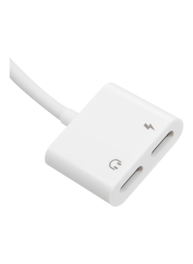 Generic - 2 In 1 Audio And Charging Cable Adapter For Apple iPhone X/8/8Plus/7/7Plus White - Image 1