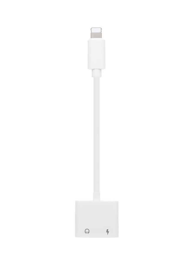 Generic - 2 In 1 Audio And Charging Cable Adapter For Apple iPhone X/8/8Plus/7/7Plus White - Image 1