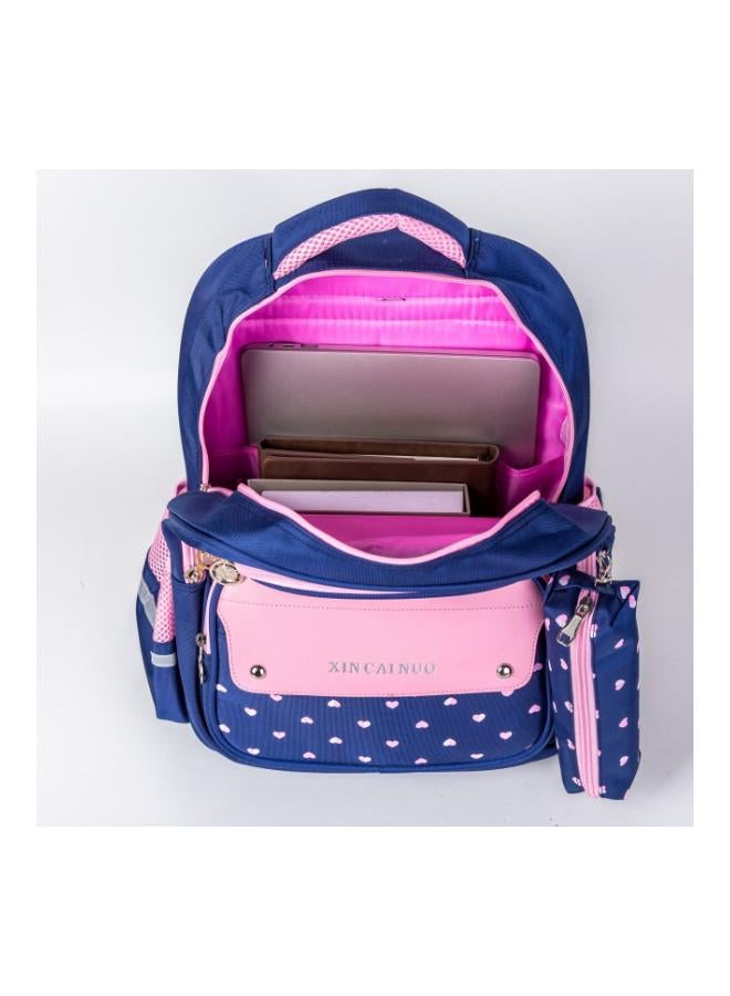 Heart Printed School Bag Blue/Pink  - Image 3