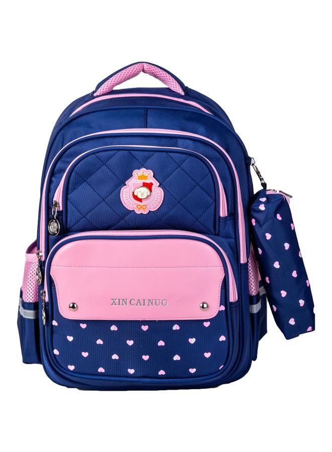 Heart Printed School Bag Blue/Pink  - Image 1