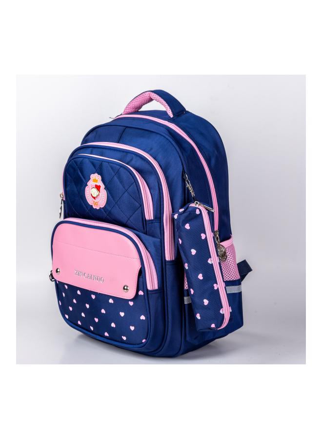 Heart Printed School Bag Blue/Pink  - Image 4