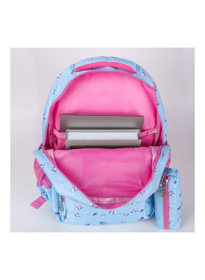 Polyester School Backpack Sky Blue/Pink  - Image 4