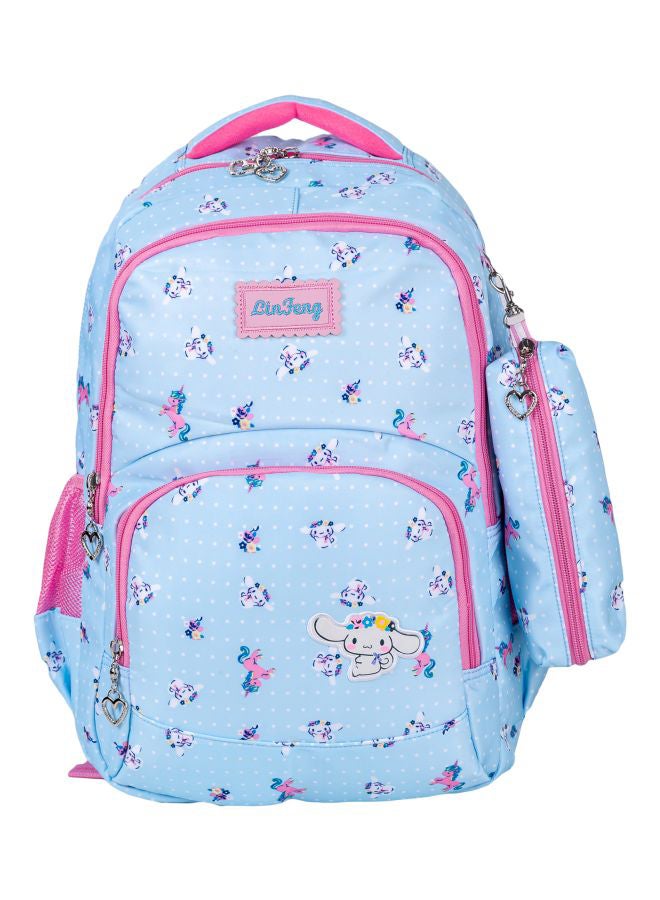 Polyester School Backpack Sky Blue/Pink  - Image 1