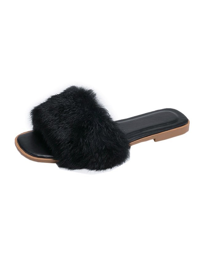 Slip-On Open Toe Flat Mule Black  - Image 1