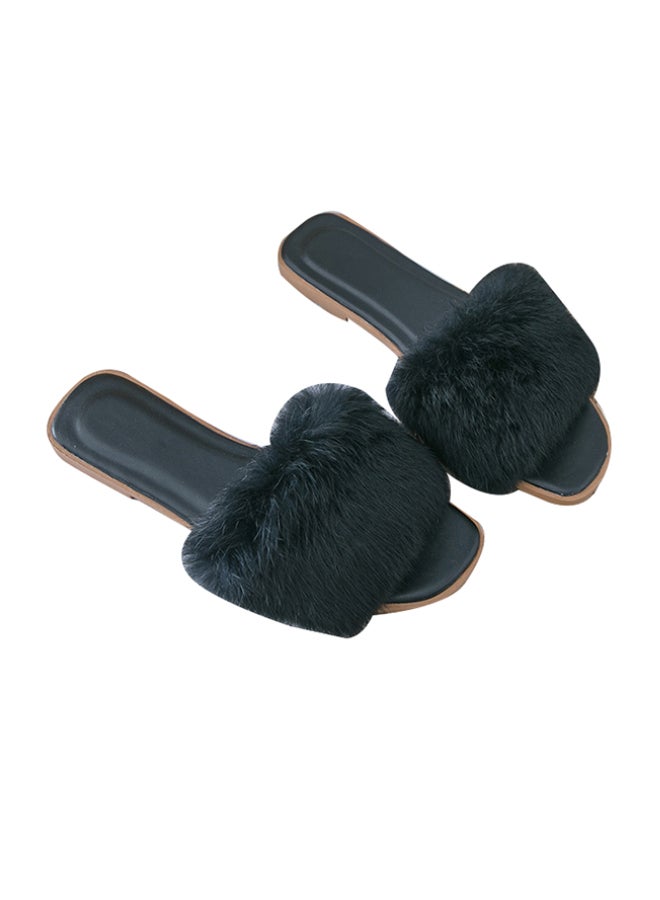 Slip-On Open Toe Flat Mule Black  - Image 2
