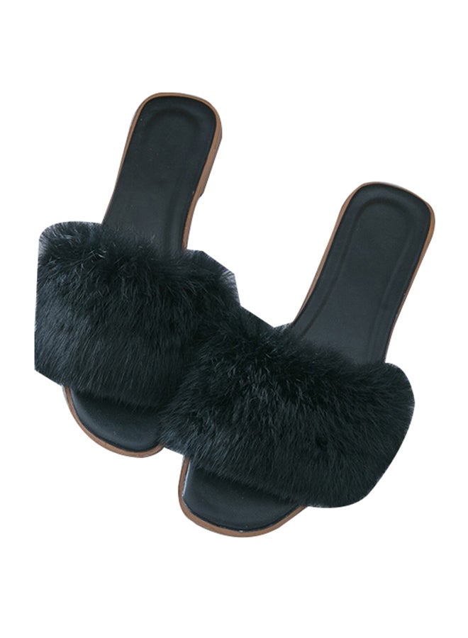Slip-On Open Toe Flat Mule Black  - Image 3