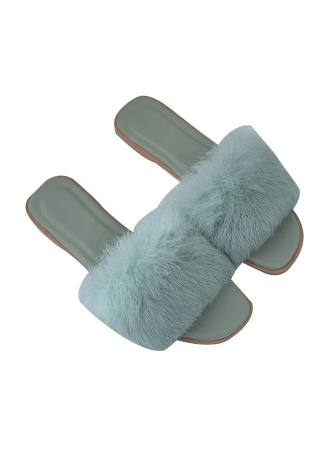 Slip-On Open Toe Flat Mule Green  - Image 3