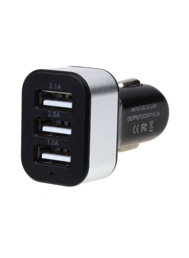 3-USB Port Mobile Car Charger Black - Image 2