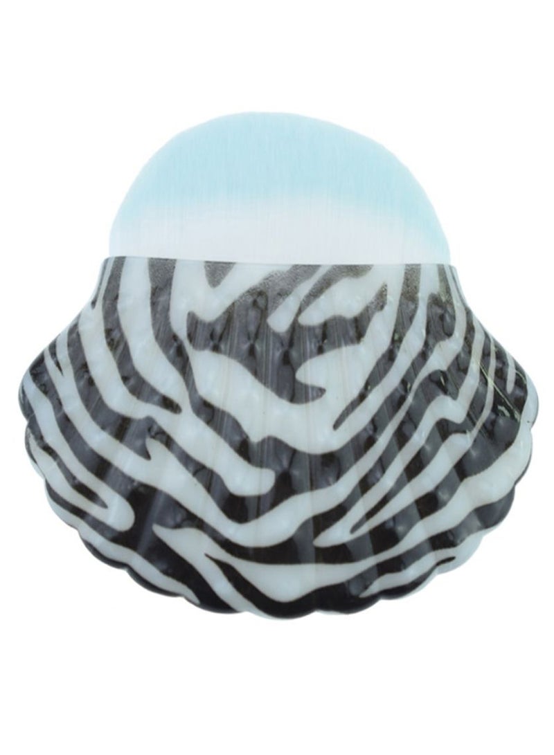 Striped Shell Foundation Makeup Brush Blue/Black/White - Image 1