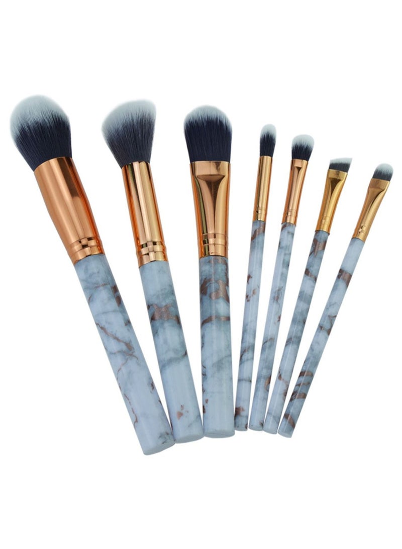 7-Piece Makeup Brush Set Blue/Gold/Black - Image 2
